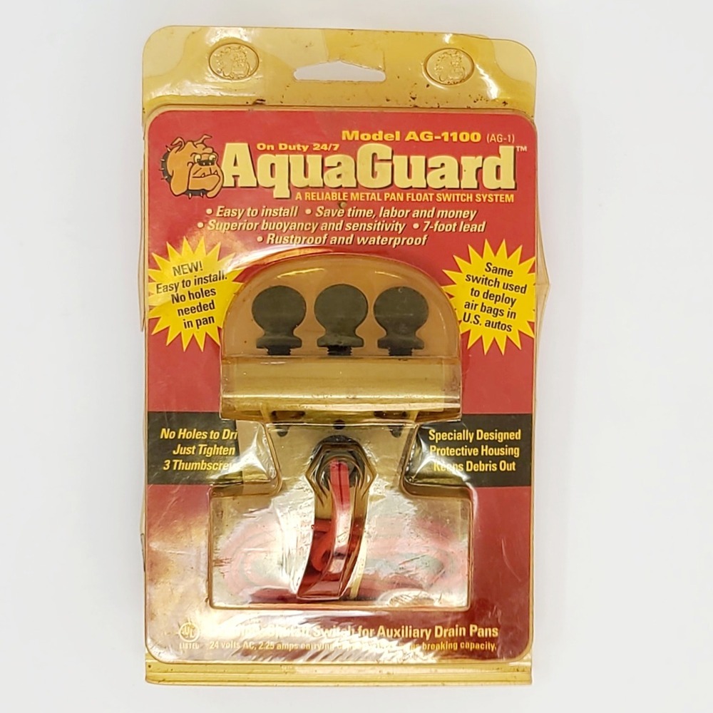 AquaGuard AG-1100 Metal Pan Float Switch HVAC Drain Pan Sensor New Yellowed Pkg